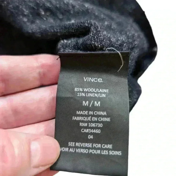 Vince Sweater Wool Linen Blend Dark Blue Marl Crewneck Women's size Medium - Picture 10 of 14